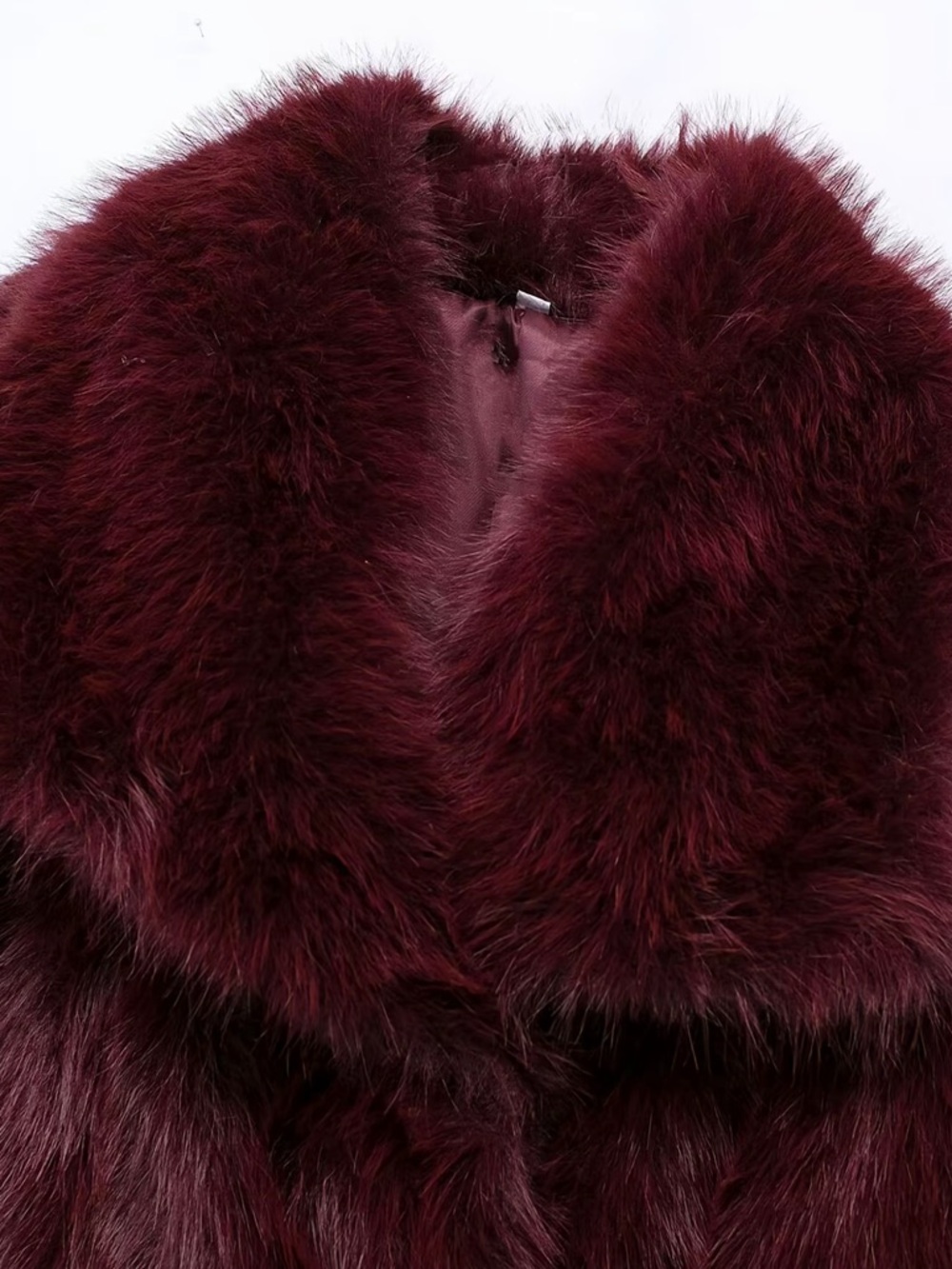 Burgundy Faux Fur Cropped Jacket - L - Picture 6 of 9